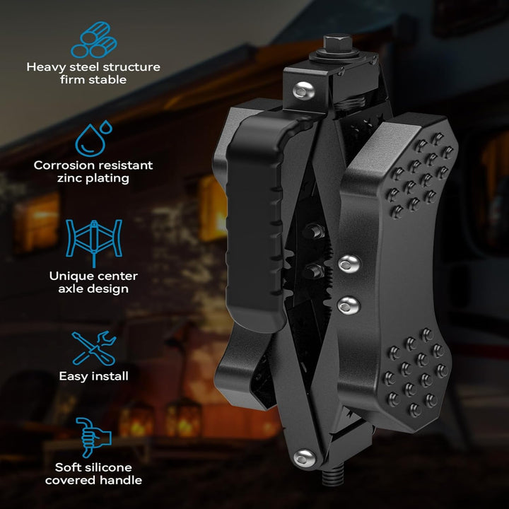 Sulythw X - Shaped Wheel Chocks for Travel Trailer, Allow Drill Adjust, RV Stabilizers X chocks Camper Wheel Chock for Travel Trailers RV Accessories Wrench Adjustable 3.5'' to 10.5''2 Set, Black - Just Closeouts Canada Inc.