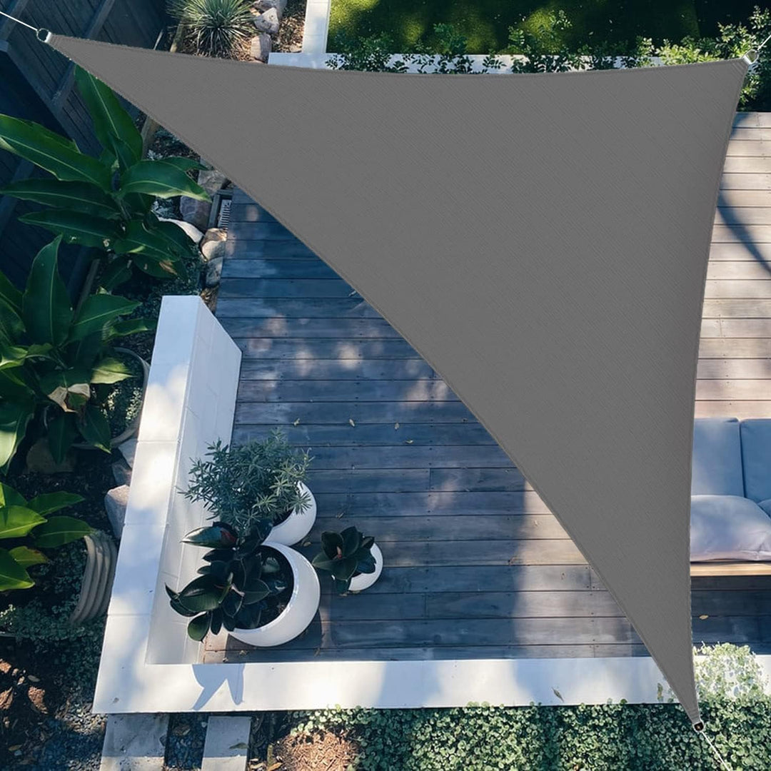 Sunal Triangle Sun Shade Sails 10'x10'x14', Outdoor Waterproof Shade Sail, 95% UV Blocking Sun Shade Canopy with 3 Free Nylon Ropes, Shade Cover for Outdoor Garden Patio Carport Terrace Balcony Pergola Camping Party, Grey - Just Closeouts Canada Inc.