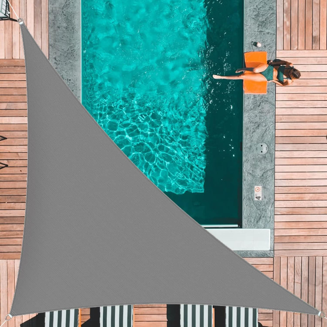 Sunal Triangle Sun Shade Sails 10'x10'x14', Outdoor Waterproof Shade Sail, 95% UV Blocking Sun Shade Canopy with 3 Free Nylon Ropes, Shade Cover for Outdoor Garden Patio Carport Terrace Balcony Pergola Camping Party, Grey - Just Closeouts Canada Inc.