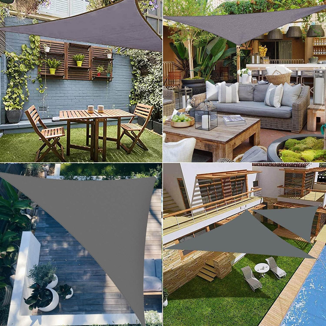 Sunal Triangle Sun Shade Sails 10'x10'x14', Outdoor Waterproof Shade Sail, 95% UV Blocking Sun Shade Canopy with 3 Free Nylon Ropes, Shade Cover for Outdoor Garden Patio Carport Terrace Balcony Pergola Camping Party, Grey - Just Closeouts Canada Inc.