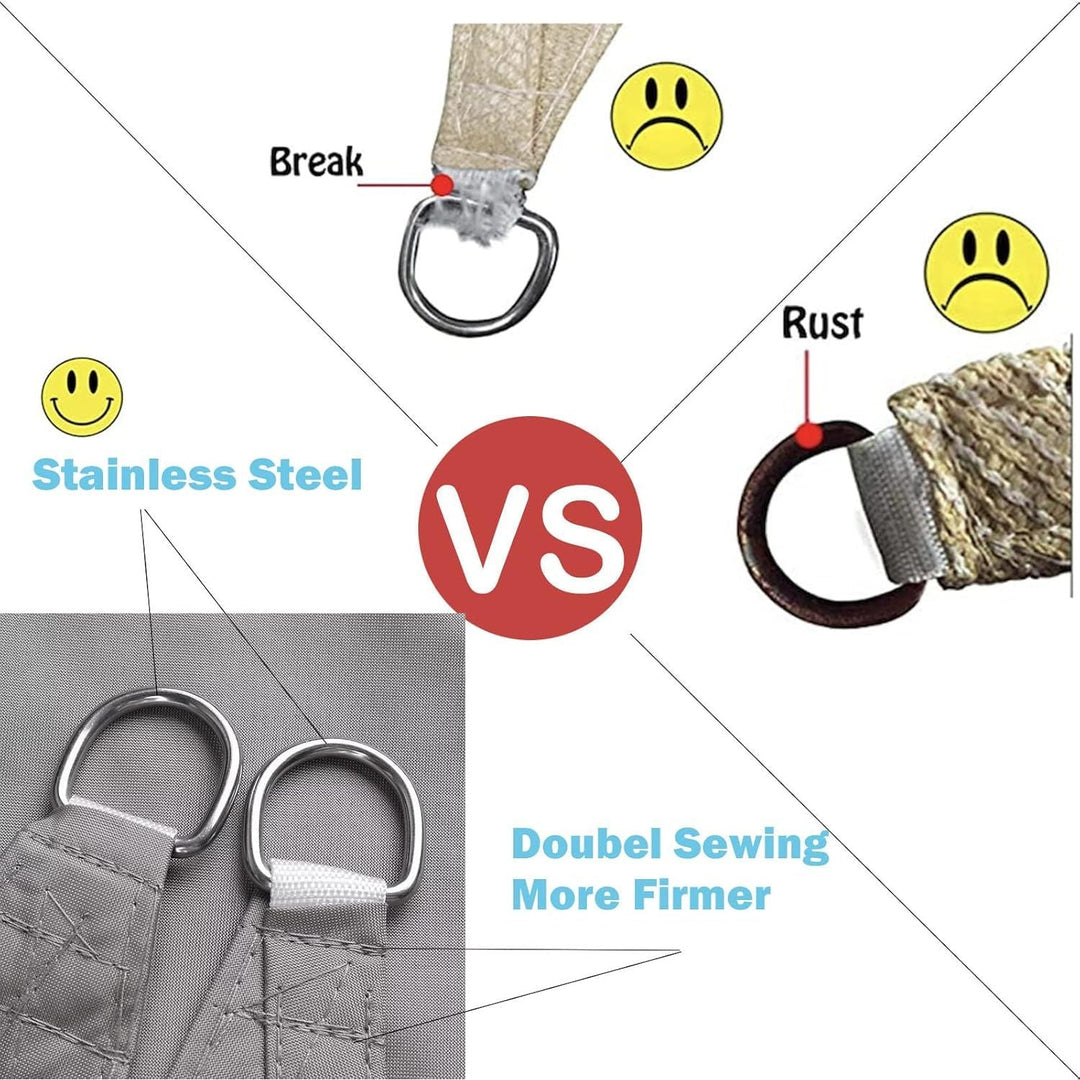 Sunal Triangle Sun Shade Sails 10'x10'x14', Outdoor Waterproof Shade Sail, 95% UV Blocking Sun Shade Canopy with 3 Free Nylon Ropes, Shade Cover for Outdoor Garden Patio Carport Terrace Balcony Pergola Camping Party, Grey - Just Closeouts Canada Inc.