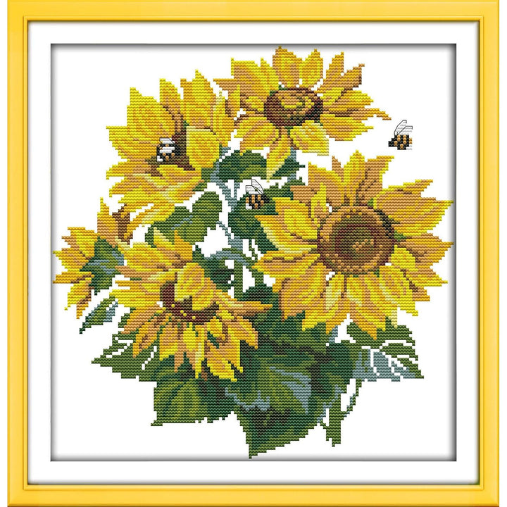 Sunflowers stamped cross-stitch pattern