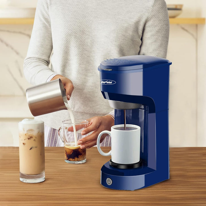 Sunvivi Single Serve Coffee Maker for Single Cup Pods & Ground Coffee, 2 in 1 Single Serve Coffee Brewer With Permanent Filter, One - touch Control Button with Illumination, Color - Light Green - Just Closeouts Canada Inc.