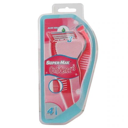 Super-Max Confidence 3 Blade Disposable Razor for Women, 4pk - Just Closeouts Canada Inc.5013405648130