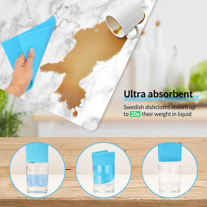 Swedish Dish Cloths, 10 Pack, Cellulose Sponge Dishcloths, Absorbent Swedish Dish Towels for Kitchen, Non - Scratch, Reusable Kitchen Cloth, Multi - Surface Dish Towels - Just Closeouts Canada Inc.X0042GNXXF