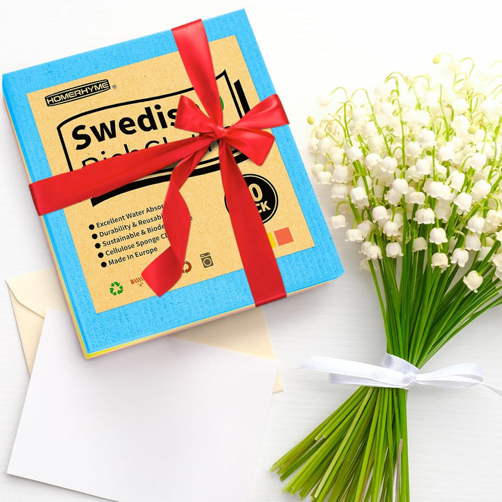 Swedish Dish Cloths, 10 Pack, Cellulose Sponge Dishcloths, Absorbent Swedish Dish Towels for Kitchen, Non - Scratch, Reusable Kitchen Cloth, Multi - Surface Dish Towels - Just Closeouts Canada Inc.X0042GNXXF