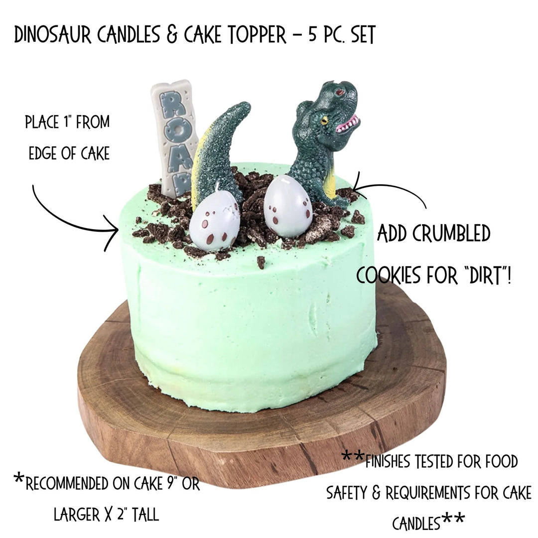 Sweet Wishes Candle Co. Dinosaur Birthday Candles, Dinosaur Cake Topper, 5pc. Set, Green - Just Closeouts Canada Inc.
