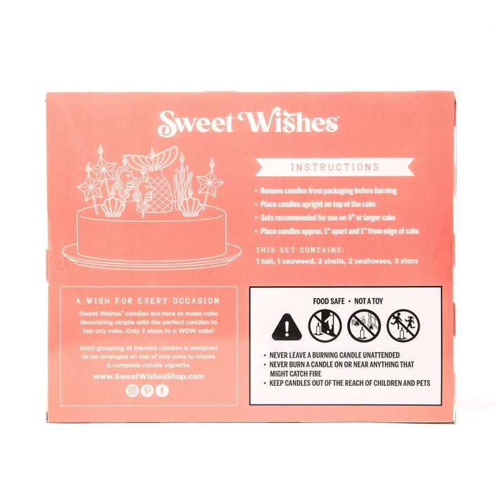 Sweet Wishes Candle Co. Mermaid Birthday Candles, Mermaid Candle Cake Topper, 9 Pc. Set, Blue, Glittered - Just Closeouts Canada Inc.