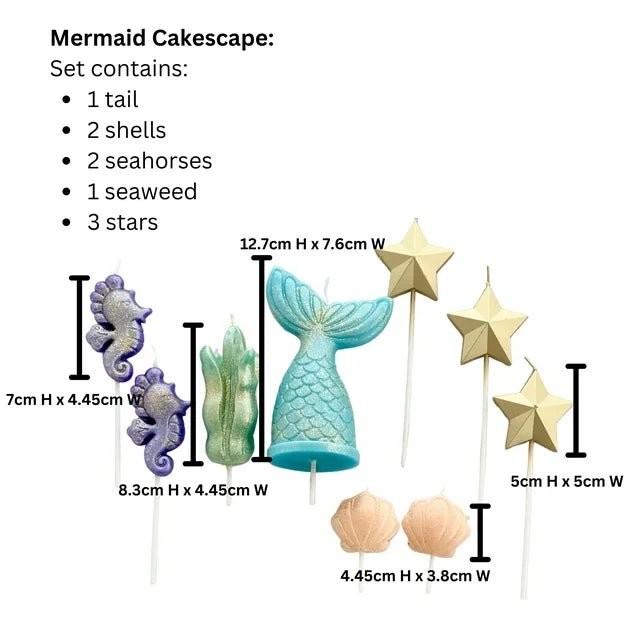 Sweet Wishes Candle Co. Mermaid Birthday Candles, Mermaid Candle Cake Topper, 9 Pc. Set, Blue, Glittered - Just Closeouts Canada Inc.