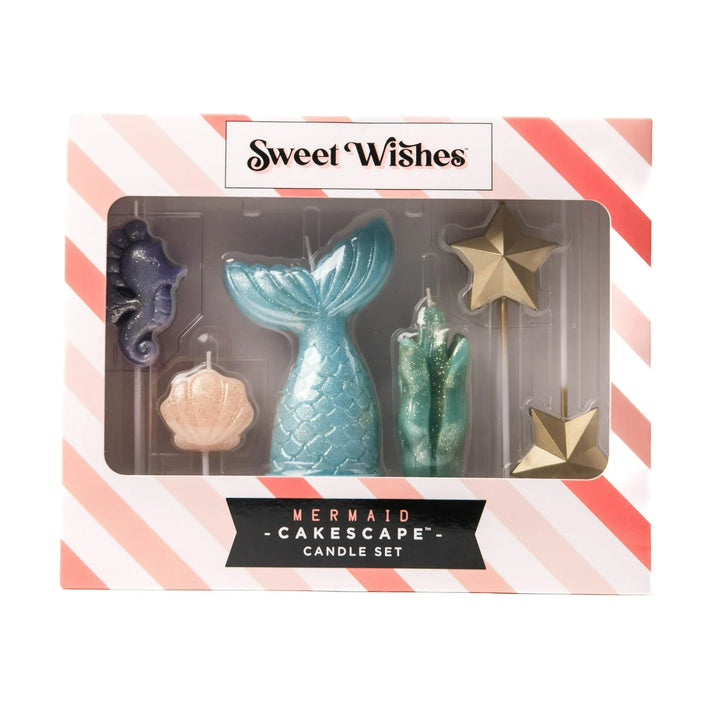 Sweet Wishes Candle Co. Mermaid Birthday Candles, Mermaid Candle Cake Topper, 9 Pc. Set, Blue, Glittered - Just Closeouts Canada Inc.