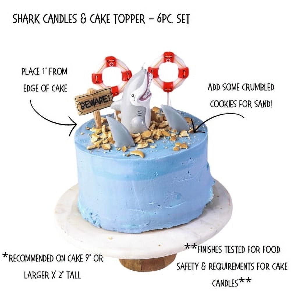 Sweet Wishes Candle Co. Shark Birthday Novelty Candles, Cake Topper, 6 - Piece Set - Just Closeouts Canada Inc.