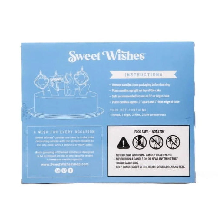 Sweet Wishes Candle Co. Shark Birthday Novelty Candles, Cake Topper, 6 - Piece Set - Just Closeouts Canada Inc.