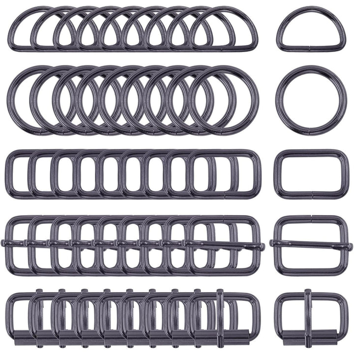 Black metal buckle and ring assortment, source view 1