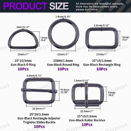 Black metal buckle and ring assortment, source view 3