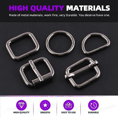 Black metal buckle and ring assortment, source view 4
