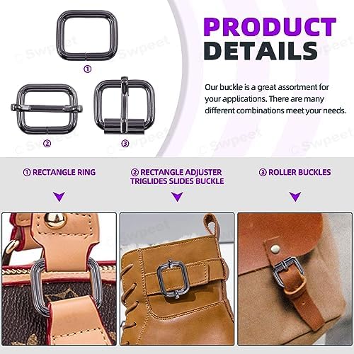 Black metal buckle and ring assortment, source view 5