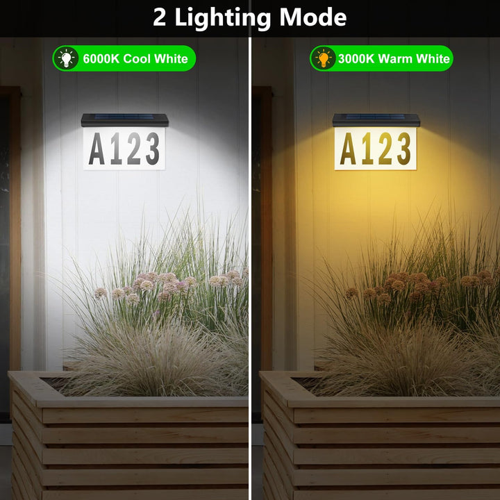 T - SUN Solar Address Sign, Solar House Number Sign for Outside Waterproof, Warm/Cool White Lighted House Numbers LED Solar powered address plaques Driveway Marker for Home Yard Street (2023 Wall Mount) - Just Closeouts Canada Inc.