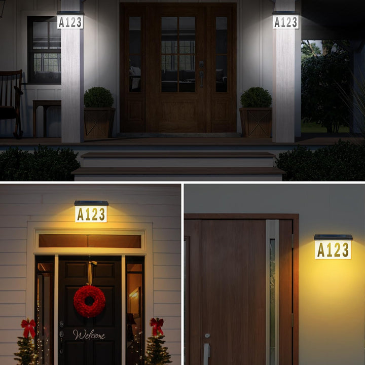 T - SUN Solar Address Sign, Solar House Number Sign for Outside Waterproof, Warm/Cool White Lighted House Numbers LED Solar powered address plaques Driveway Marker for Home Yard Street (2023 Wall Mount) - Just Closeouts Canada Inc.