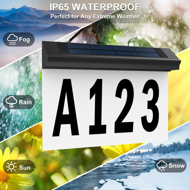 T - SUN Solar Address Sign, Solar House Number Sign for Outside Waterproof, Warm/Cool White Lighted House Numbers LED Solar powered address plaques Driveway Marker for Home Yard Street (2023 Wall Mount) - Just Closeouts Canada Inc.