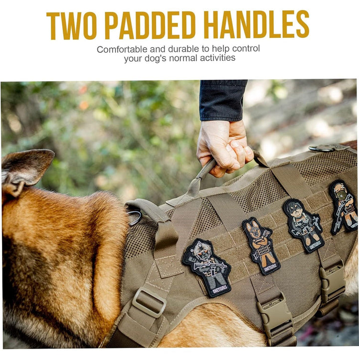 Tactical Dog Harness for Large Dog, Aire Mesh Dog Vest Harness, Breathable Military Dog Vests with Handles, Service Dog Vest for Walking Hiking Training (L, Brown) - Just Closeouts Canada Inc.