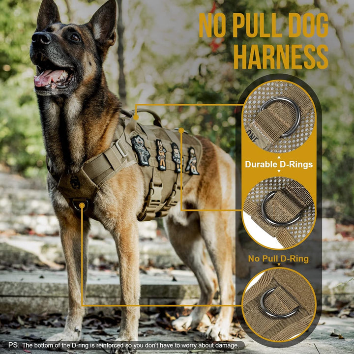 Tactical Dog Harness for Large Dog, Aire Mesh Dog Vest Harness, Breathable Military Dog Vests with Handles, Service Dog Vest for Walking Hiking Training (L, Brown) - Just Closeouts Canada Inc.
