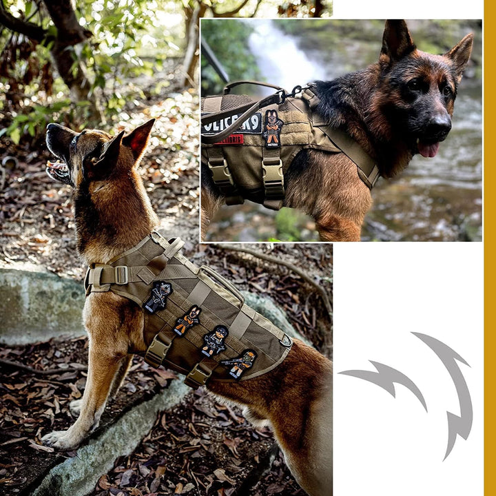 Tactical Dog Harness for Large Dog, Aire Mesh Dog Vest Harness, Breathable Military Dog Vests with Handles, Service Dog Vest for Walking Hiking Training (L, Brown) - Just Closeouts Canada Inc.
