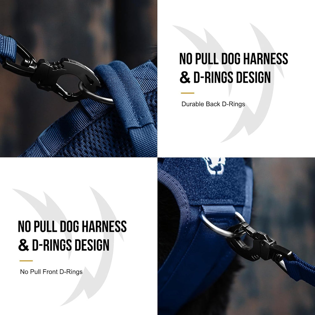 Tactical Dog Harness for Large Dog, Mesh Design Breathable Military Dog Vests with Handles, Service Dog Vest Harness for Walking Hiking Training (Navy Blue, L) - Just Closeouts Canada Inc.