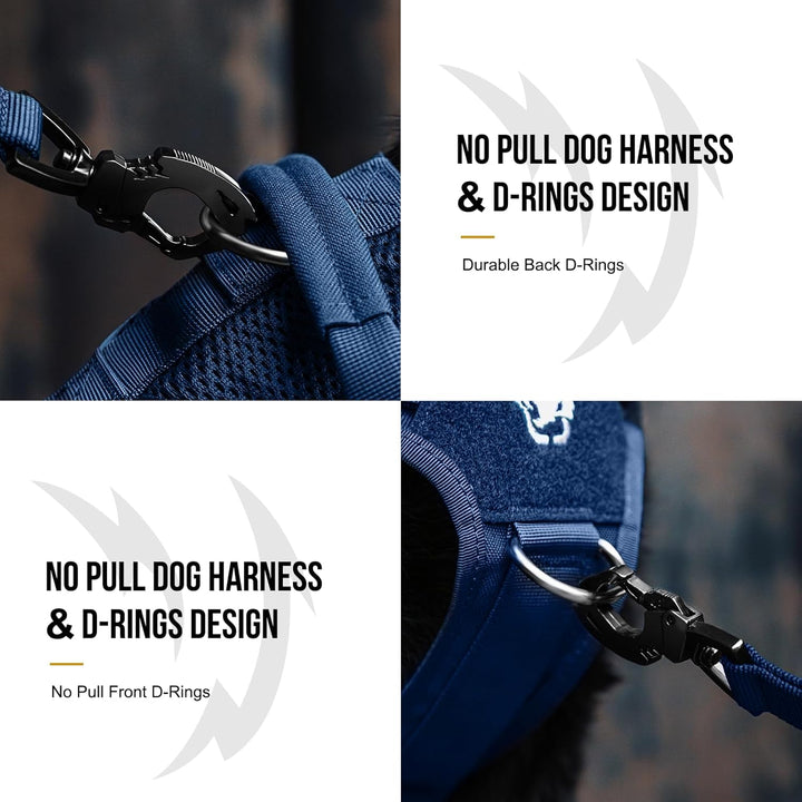 Tactical Dog Harness for Large Dog, Mesh Design Breathable Military Dog Vests with Handles, Service Dog Vest Harness for Walking Hiking Training (Navy Blue, L) - Just Closeouts Canada Inc.