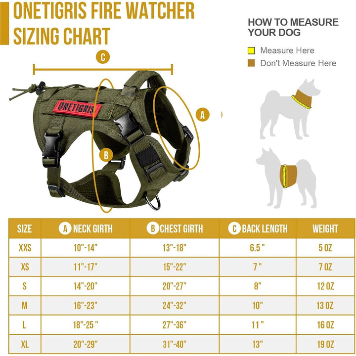 Tactical Dog Harness Military Dog Harness, Dog Harness with Handle Heavy Duty Dog Vest for Hiking Training Outdoor Dogs(Ranger Green, Large) - Just Closeouts Canada Inc.