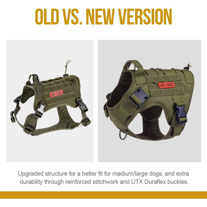 Tactical Dog Harness Military Dog Harness, Dog Harness with Handle Heavy Duty Dog Vest for Hiking Training Outdoor Dogs(Ranger Green, Large) - Just Closeouts Canada Inc.