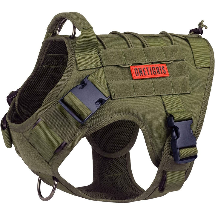 Tactical Dog Harness Military Dog Harness, Dog Harness with Handle Heavy Duty Dog Vest for Hiking Training Outdoor Dogs(Ranger Green, Large) - Just Closeouts Canada Inc.