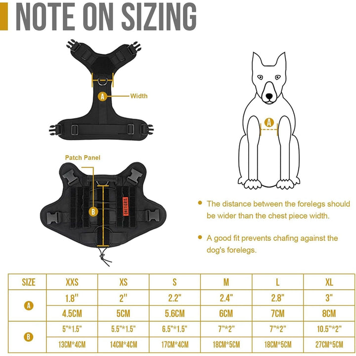 Tactical Dog Harness,FIRE Watcher 2.0 No - Pull Dog Harness Vest with Hook & Loop Panels, Military Dog Harness Adjustable Dog Vest for Walking Hiking Training(Black,Large) - Just Closeouts Canada Inc.