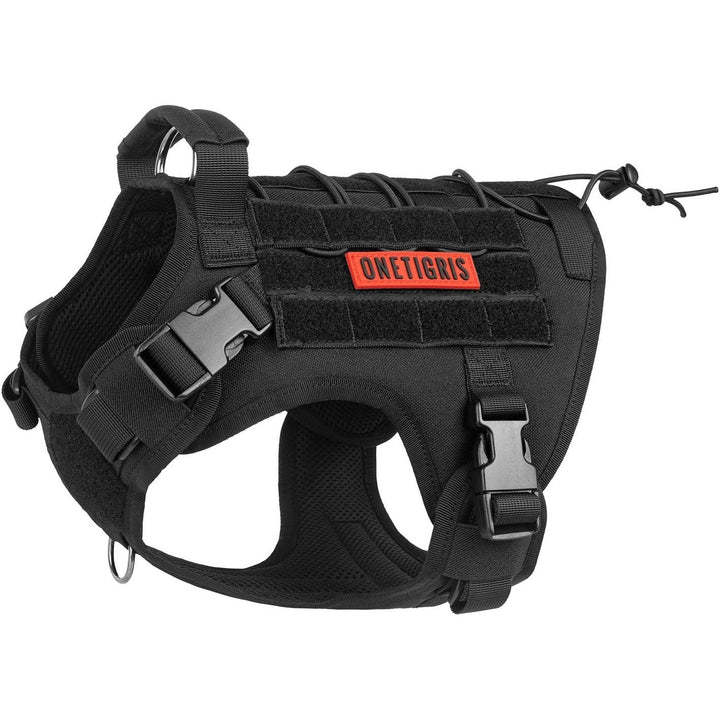 Tactical Dog Harness,FIRE Watcher 2.0 No - Pull Dog Harness Vest with Hook & Loop Panels, Military Dog Harness Adjustable Dog Vest for Walking Hiking Training(Black,Medium) - Just Closeouts Canada Inc.