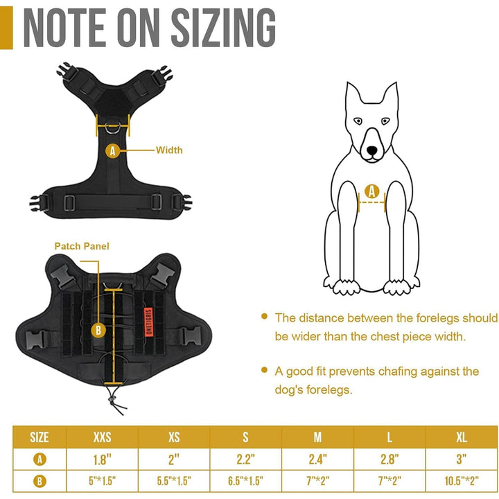 Tactical Dog Harness,FIRE Watcher 2.0 No - Pull Dog Harness Vest with Hook & Loop Panels, Military Dog Harness Adjustable Dog Vest for Walking Hiking Training(Black,Medium) - Just Closeouts Canada Inc.