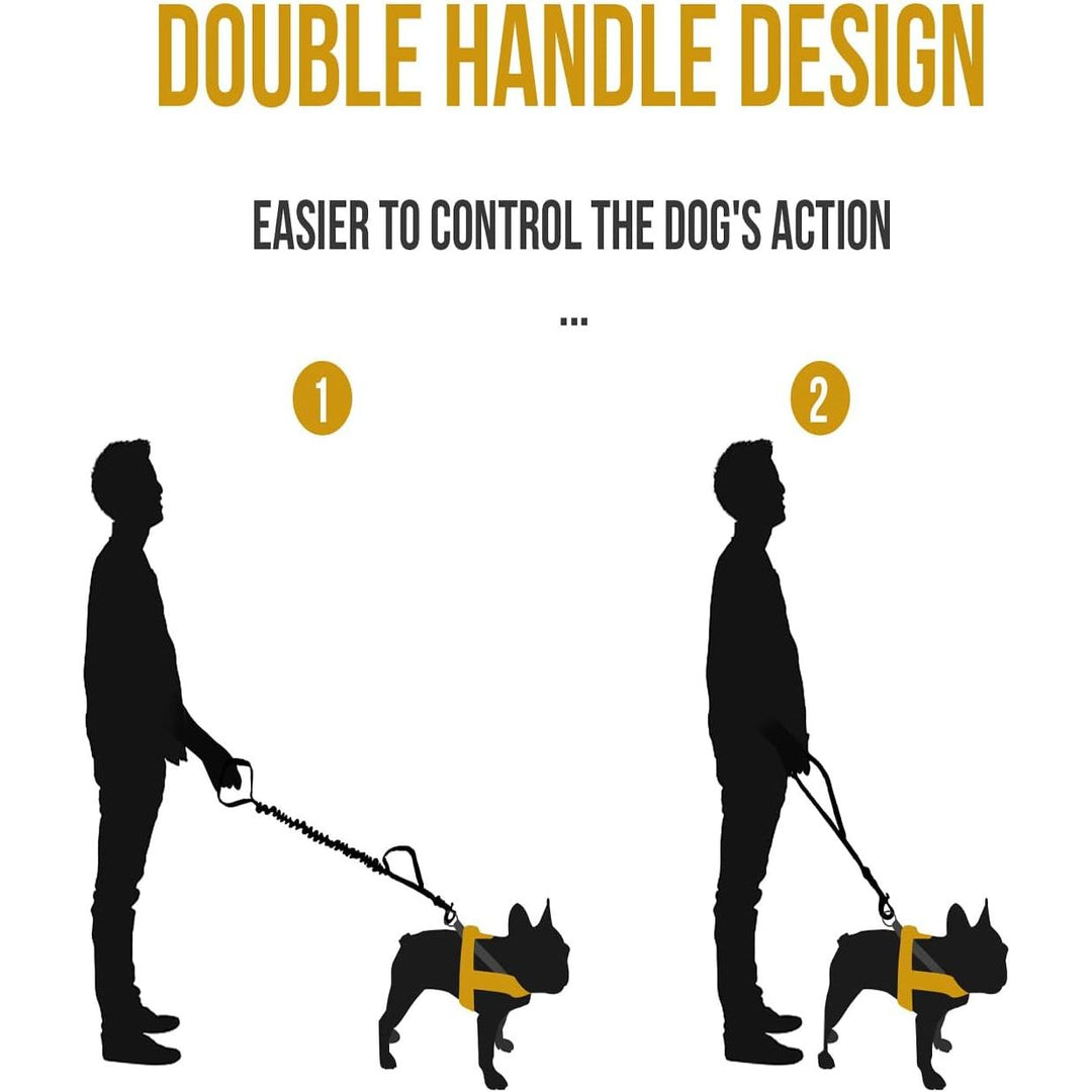 Tactical Dog Training Leash Bungee Leash with 2 Control Handle Quick Release Nylon Leads Rope (Brown) - Just Closeouts Canada Inc.