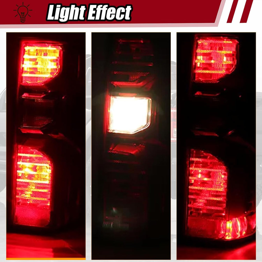 Tail Light Assembly Compatible with Chevy Silverado 1500 2500HD 3500HD 2019 - 2023 Halogen Type NON - LED Model Taillights Brake Signal Rear Lamp with Bulb and Harness Right Passenger Side - Just Closeouts Canada Inc.