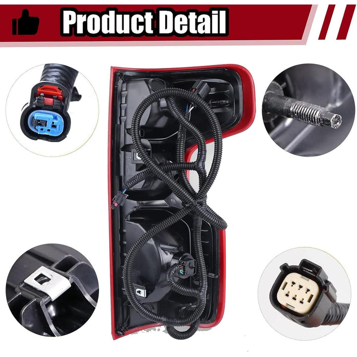 Tail Light Assembly Compatible with Chevy Silverado 1500 2500HD 3500HD 2019 - 2023 Halogen Type NON - LED Model Taillights Brake Signal Rear Lamp with Bulb and Harness Left Driver Side - Just Closeouts Canada Inc.