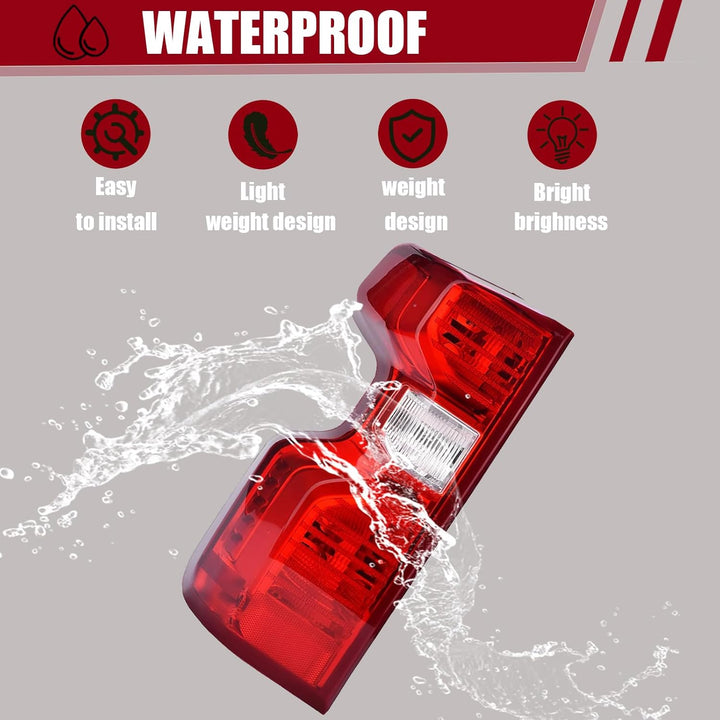 Tail Light Assembly Compatible with Chevy Silverado 1500 2500HD 3500HD 2019 - 2023 Halogen Type NON - LED Model Taillights Brake Signal Rear Lamp with Bulb and Harness Left Driver Side - Just Closeouts Canada Inc.