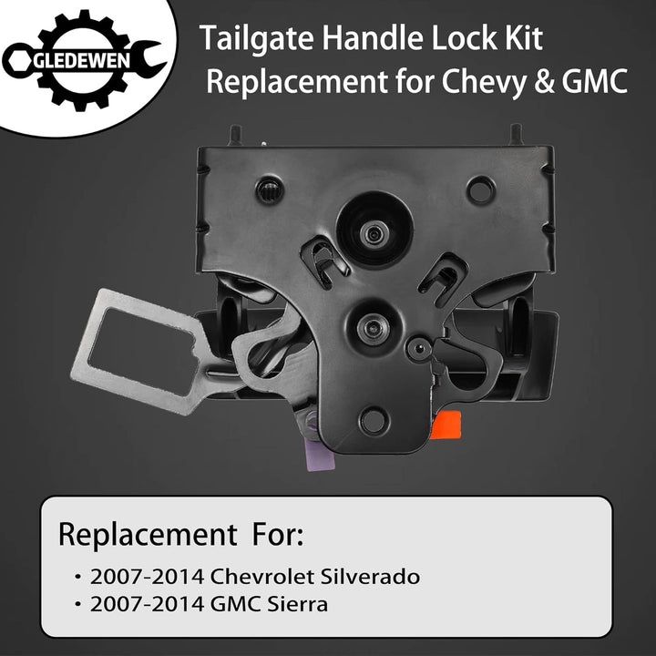 Tailgate Door Handle & Bezel Lock Set, Compatible with 2007 - 2014 Chevy Silverado & GMC Sierra 1500 2500 3500, Exterior Rear Textured Tail gate Handle with Key, Replace 22755305 - Just Closeouts Canada Inc.
