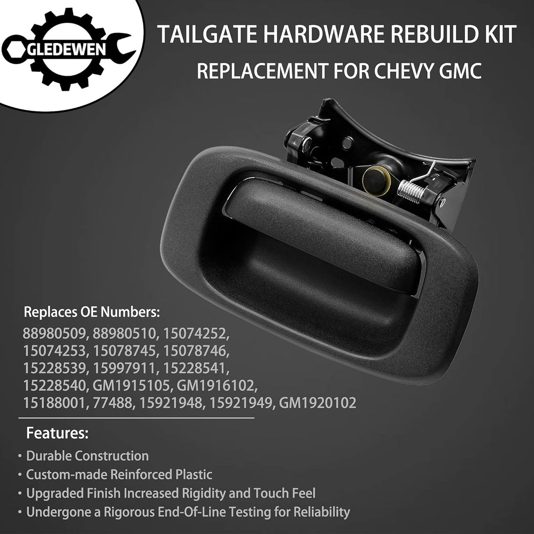 Tailgate Handle Latch Rebuild Kit, Compatible with 1999 - 2006 Chevy Silverado 1500 2500 3500, GMC Sierra, Replaces 15997911 15921948 Rear Tail Gate Door Parts Gasket Bezel Lock Bolt Hinge Locking Set - Just Closeouts Canada Inc.