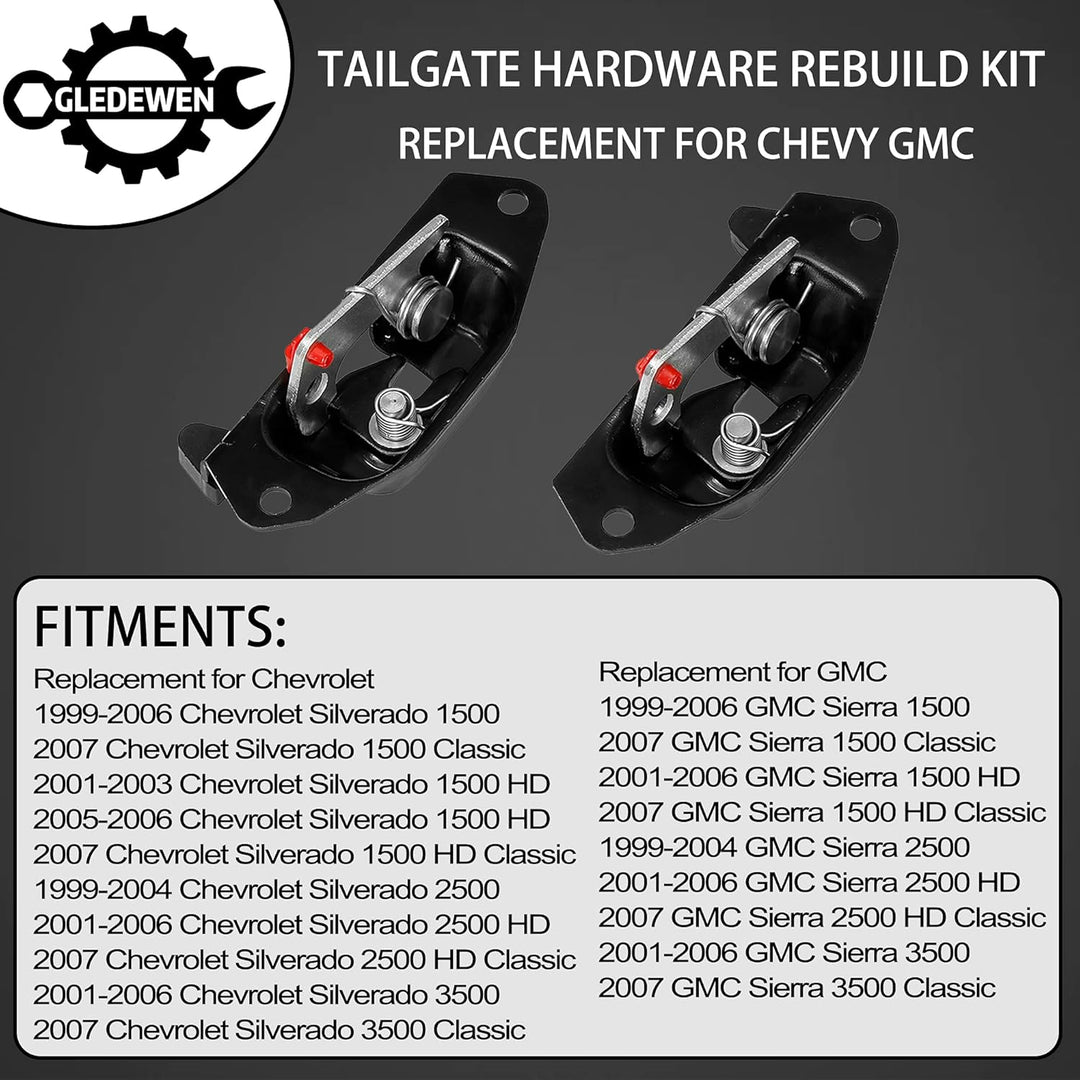 Tailgate Handle Latch Rebuild Kit, Compatible with 1999 - 2006 Chevy Silverado 1500 2500 3500, GMC Sierra, Replaces 15997911 15921948 Rear Tail Gate Door Parts Gasket Bezel Lock Bolt Hinge Locking Set - Just Closeouts Canada Inc.