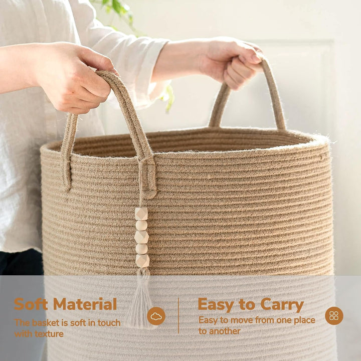 Tall Jute Laundry & Storage Basket with Handles, 16 × 20 in - Just Closeouts Canada Inc.
