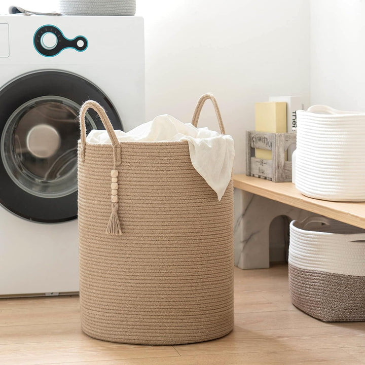 Tall Jute Laundry & Storage Basket with Handles, 16 × 20 in - Just Closeouts Canada Inc.