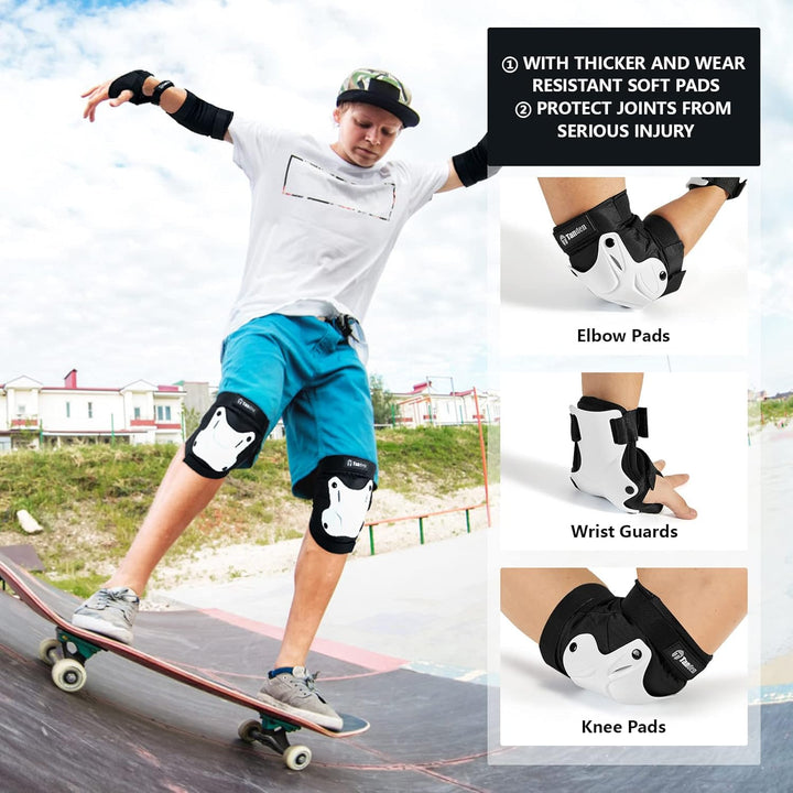 Tanden Skating Protective Gear Elbow and Knee Pads Adult, Knee Pads for Men Women Elbow Pads Wrist Guards for Roller Skating Cycling Skateboarding White - Just Closeouts Canada Inc.
