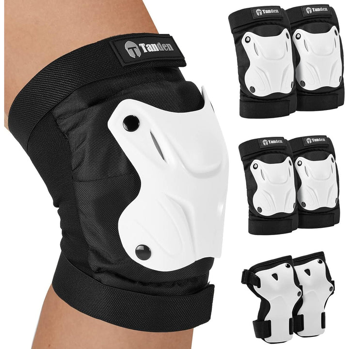 Tanden Skating Protective Gear Elbow and Knee Pads Adult, Knee Pads for Men Women Elbow Pads Wrist Guards for Roller Skating Cycling Skateboarding White - Just Closeouts Canada Inc.