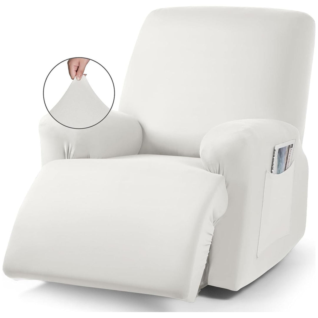 TAOCOCO Recliner Chair Covers Furniture Protector Stretch Polyester Fabric 3 - Piece for Most Sizes of Recliners, Soft, Breathable and Skin - Friendly (Milk White) - Just Closeouts Canada Inc.