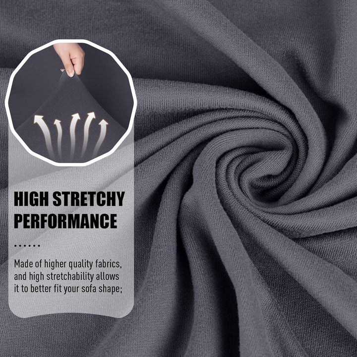 TAOCOCO Recliner Sofa Slipcover, 3 Pieces Polyester Fabric Stretch Sofa Covers for 3 Seat Reclining Couch, Soft Washable Furniture Protector with Pockets (3 Seat, Dark Gray) - Just Closeouts Canada Inc.