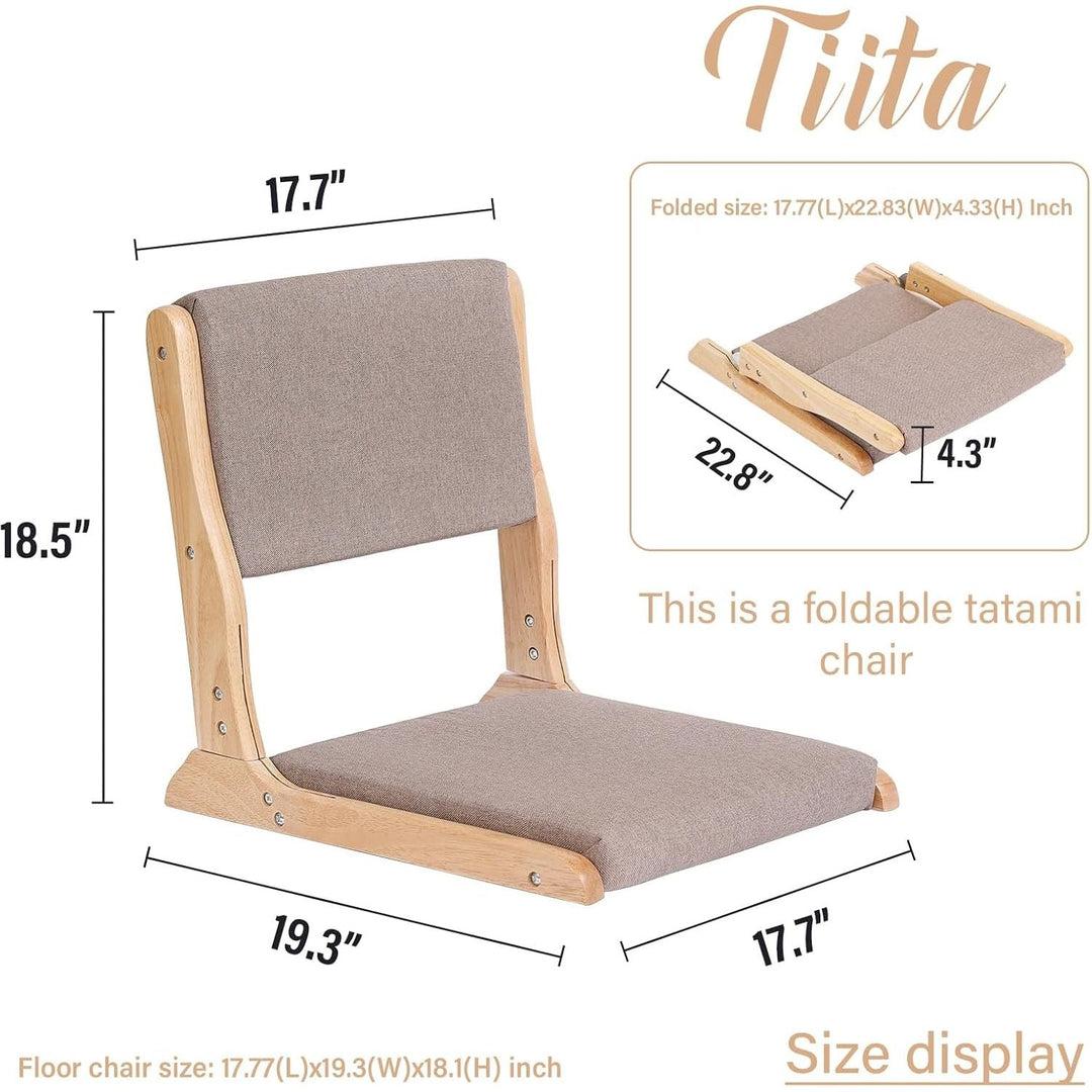 Tatami Chair Accent Furniture, Foldable Meditation Floor Chair, Folding Floor Chairs Seat, Portable Japanese Legless Chair, Back Rest Chair with Cushion, Wood Grey - Just Closeouts Canada Inc.