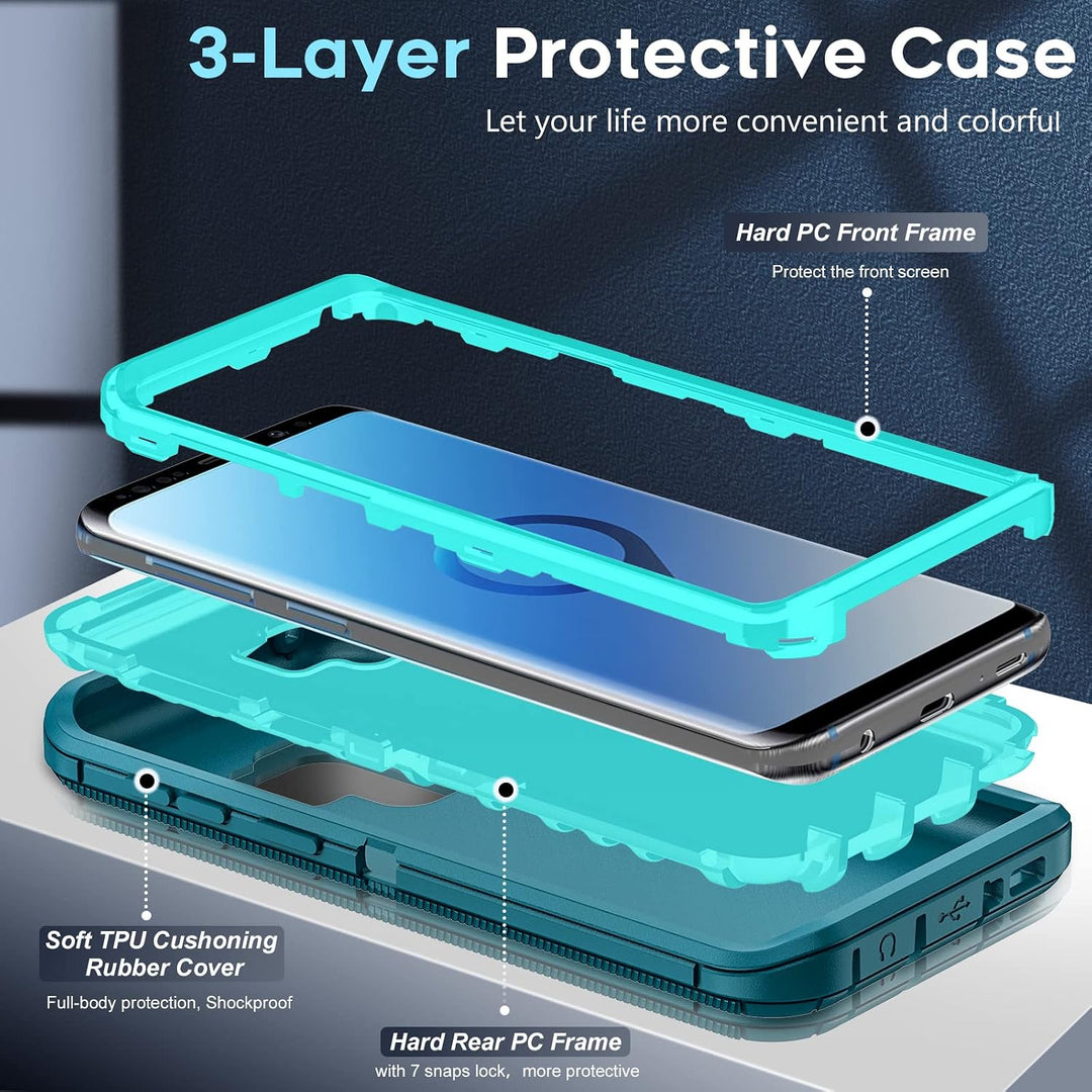 Teal Blue Three-Layer Protective Case for S9 - Just Closeouts Canada Inc.X0046B7CFB