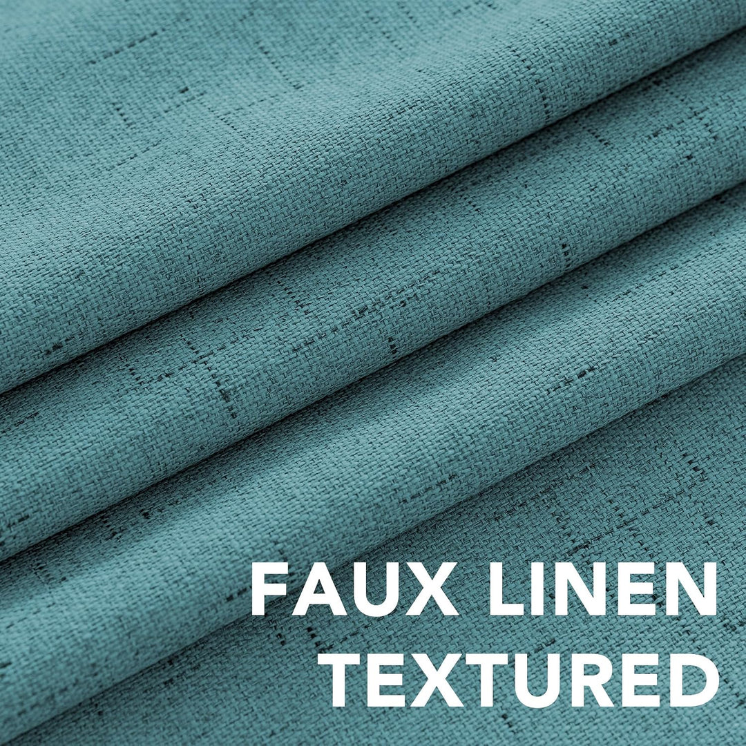 Teal Faux Linen Blackout Curtains – 42 x 84 in, 2 Panels - Just Closeouts Canada Inc.